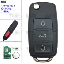 WALKLEE 1J0959753T Veículo Remoto Chave para VW/VOLKSWAGEN HLO 1J0 959 753 T 315 MHz para Beetle/Golf/Passat/Jetta Fechadura Da Porta de Controle