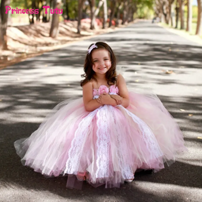 pastel pink flower girl dresses