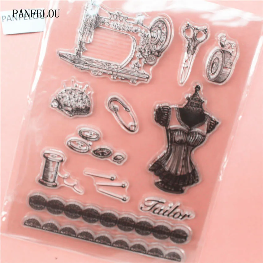 

PANFELOU sewing machine Transparent Clear Silicone Stamp/Seal for DIY scrapbooking/photo album Decorative clear stamp sheets