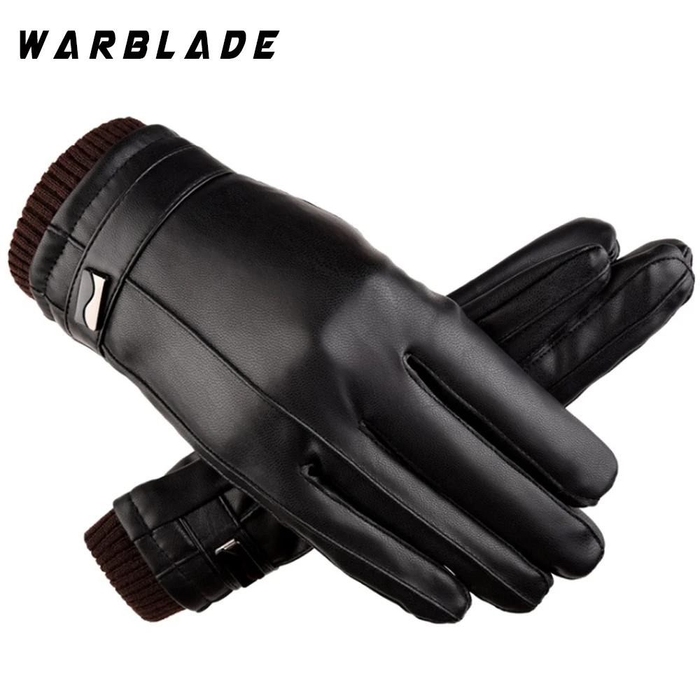 Горячая Мужская Роскошная искусственная кожа зимние теплые перчатки из кашемира тактические перчатки черные Прямая Высокое качество WBL
