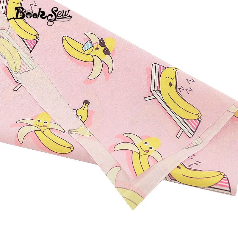 Тканевый измеритель ткани Booksew 100% хлопок дизайн банана розовый саржевый стеганый