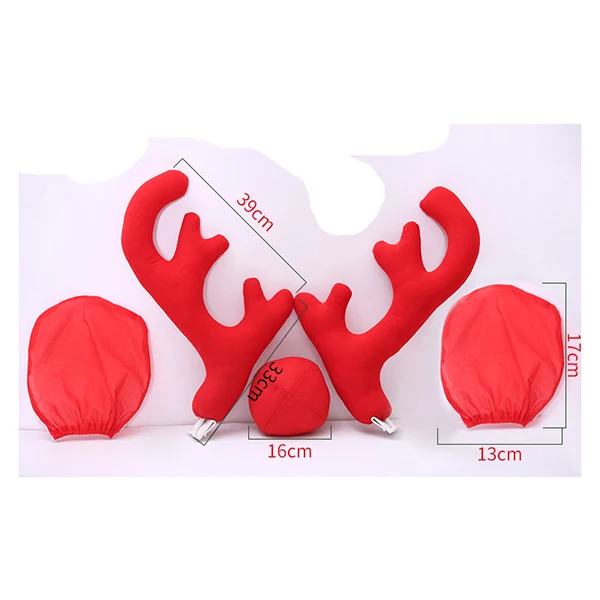Автомобильные аксессуары, украшение, рога, Рождественское украшение, Автомобильные украшения, автомобили, мультфильм, декор в виде оленя, для рождественской вечеринки, красный нос - Название цвета: red antlers nose ear