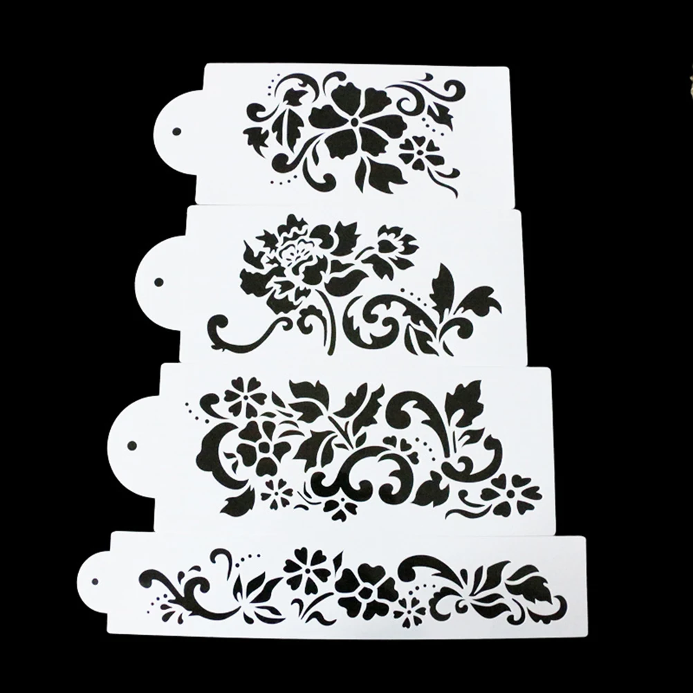 4PCS Cake Stencil Mold Dessert Decorating Bread Tools Birthday Cake DIY Plum Flower sweet Heart