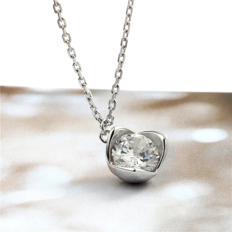 simple one zircon pendant necklace woman 100% 925 Sterling silver nacklace Jewellery Clavicle chain pendant charms gift