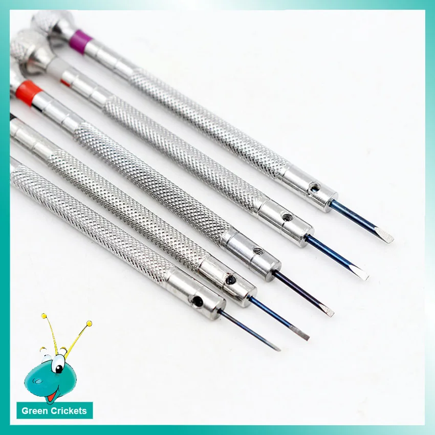 5 개/0.8/1.0/1.2/1.4mm 5 개/몫 시계 및 안경 수리 도구 지방 블레이드 시계 스크루 드라이버 키트 도구 + 예비 헤드