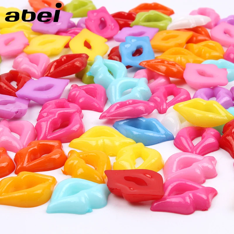 

100pcs/lot Cartoon Lip Mouth Button Mix Colors Plastic Resin buttons DIY Handmade Ornaments Sew Garments Accessories Supplier