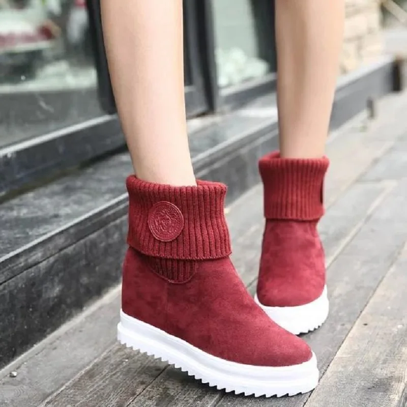 

2018 NEW DIXINYILI Women's casual woolen boots, low tube cotton boots. Fashion women's boots 003058
