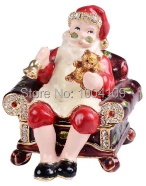 Рождественское украшение ремесло Санта Клаус bejeweled безделушка коробка металлическая шкатулка день рождения X'mas's украшения подарки