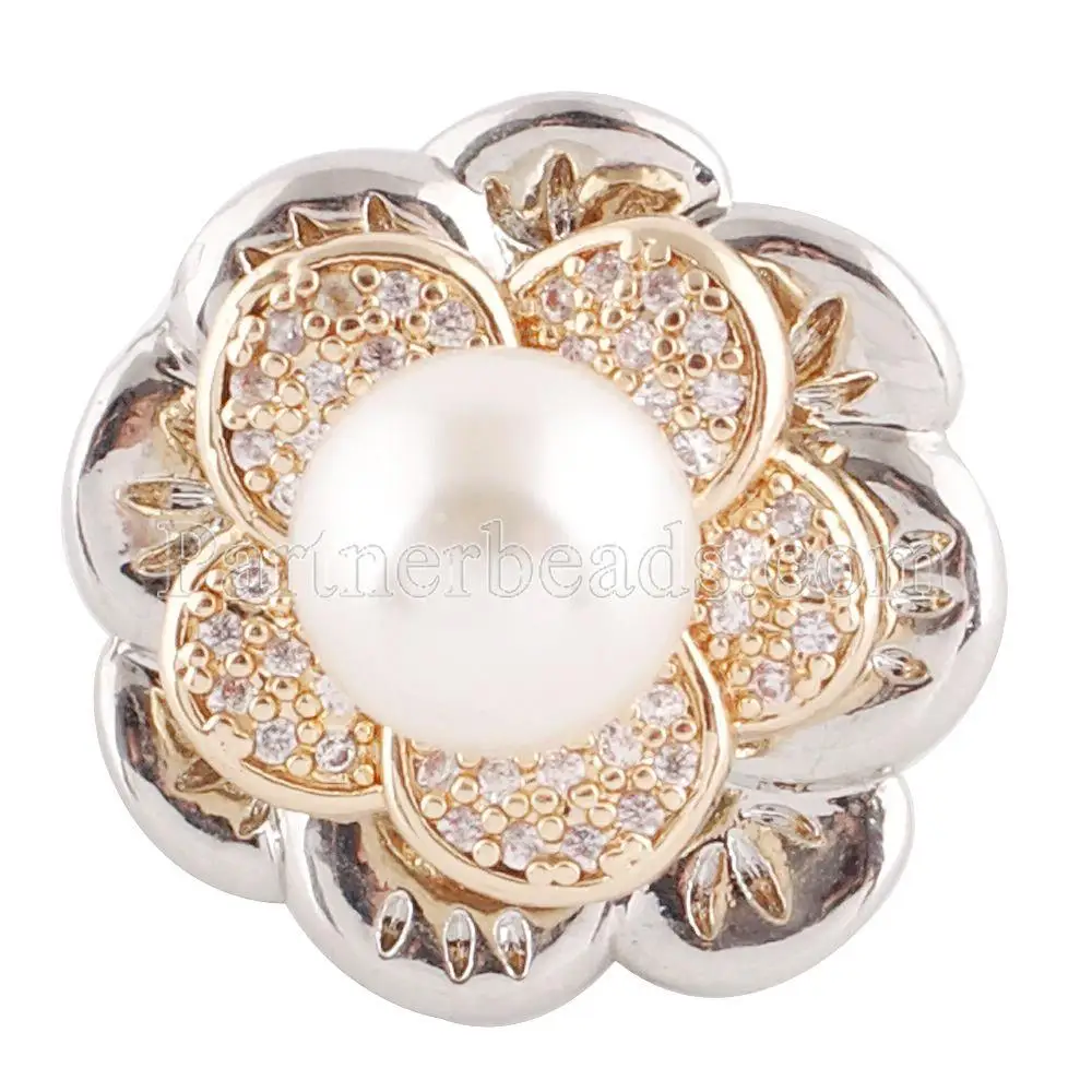 

New Fashion 20MM Pearl Snap Button Round Metal Ginger Snap Jewelry for DIY Snap Bracelet Jewelry Charm Wholesale KC9047
