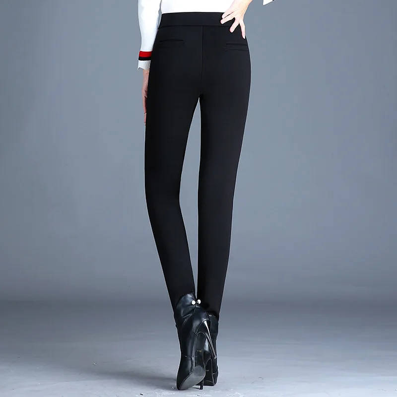 Новые зимние женские толстые теплые штаны-карандаши повседневные обтягивающие брюки с эластичной резинкой на талии корейские облегающие штаны с высокой талией M-4XL