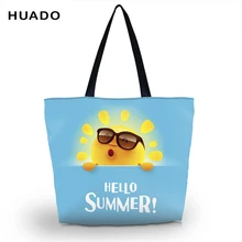 Cute Prints Women's Shopping Bag Lady's Foldable Handbag Shoulder Bags Beach Bag Soft Fashion Zipper Hand Totes for Summer