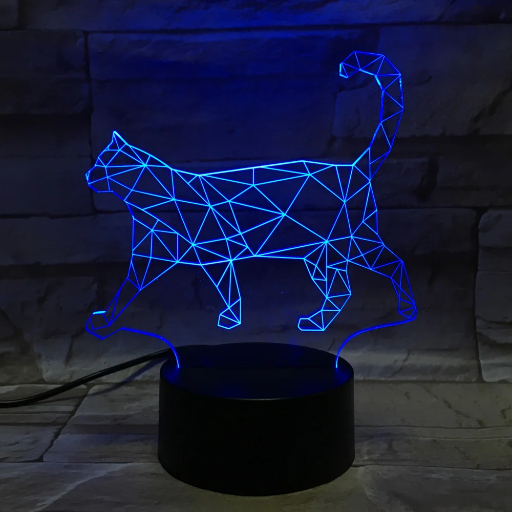 3D кошка форма настольная лампа 7color изменение декоративный светодиодный ночник обджет окружающей среды Lampen детская спальня рядом лампа
