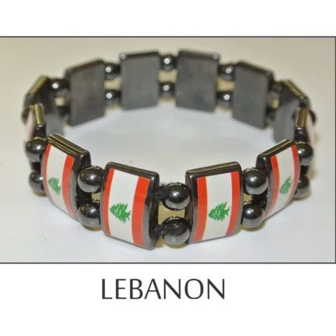 

2PC/LOT Free shipping Liban flag jewelry neckalce lebanon leban Wristband hematite jewelry Bracelet Lebanese gift