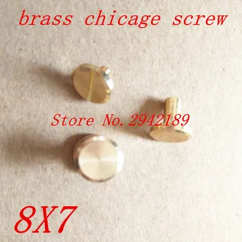 

50 sets 8*7mm falt head solid Brass Chicago Rivets Studs Screw Screwback For Leather Craft Handbags Shoes