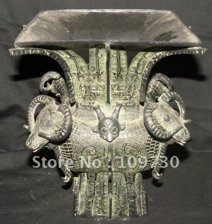 Toys & Hobbies China Ancient bronze statue of sheep head / tripod, 24cm