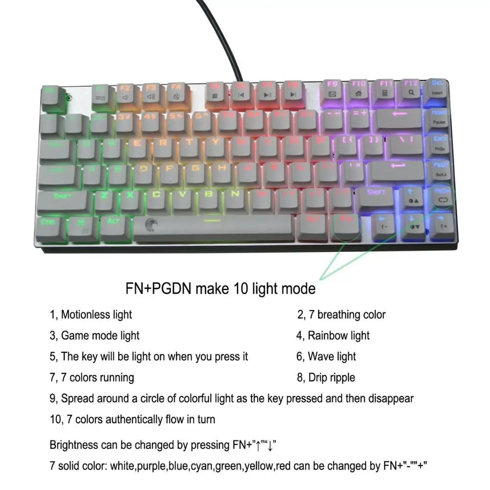  Z 88 Small Gaming Keyboard Mecanical Clicky Switch RGB Backlit Outemu Blue Switch Tenkeyless Design
