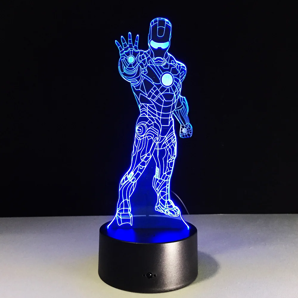 Красочные Железный человек 3D настольная лампа Luminaria СВЕТОДИОДНЫЙ Ночник