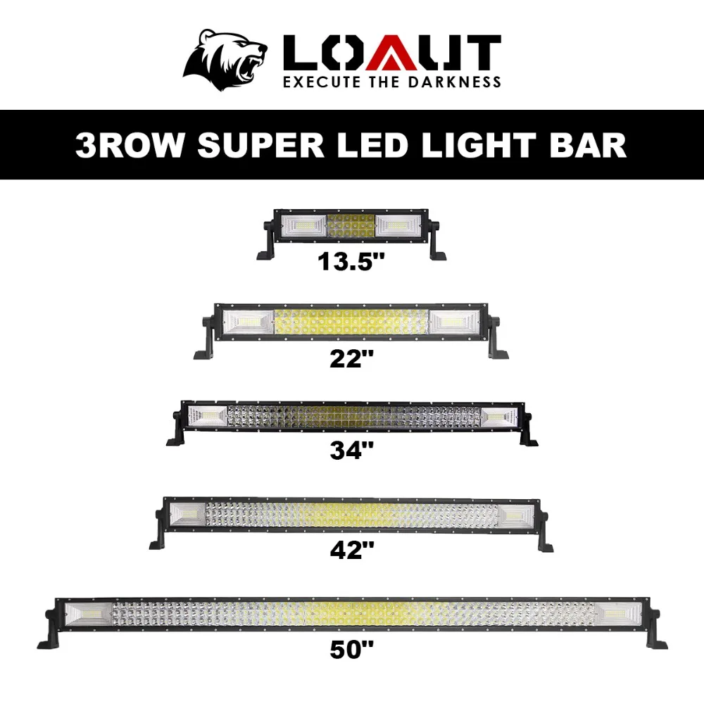 Loaut светодио дный свет бар 13,5 ''22''34''42''50'' 216 Вт 324 Вт 486 Вт 594 Вт 702 Вт работы для вождения Offroad Лодка автомобиль тягач 4x4 внедорожник ATV 24 В