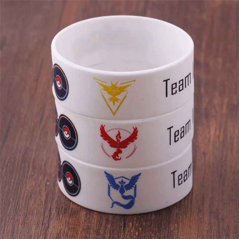 

50pcs/lot Bracelet Fashion Silicone Bracelet Wristband With Instinct Valor Mystic Team Logo For Fan's Gifts
