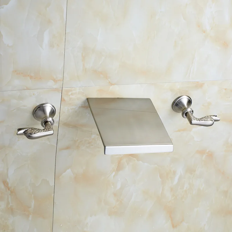 

Wholesale and Retail Bathroom Wash Basin Sink Mixer Faucet Wall Mounted with Waterfall Spout