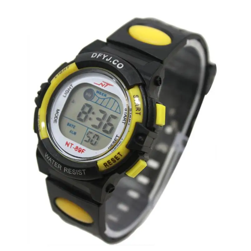 Горячая Распродажа детские электронные часы для мальчиков и девочек жидкокристаллический цифровой силиконовые спортивные часы резиновые дети будильник Дата повседневные часы - Цвет: Yellow