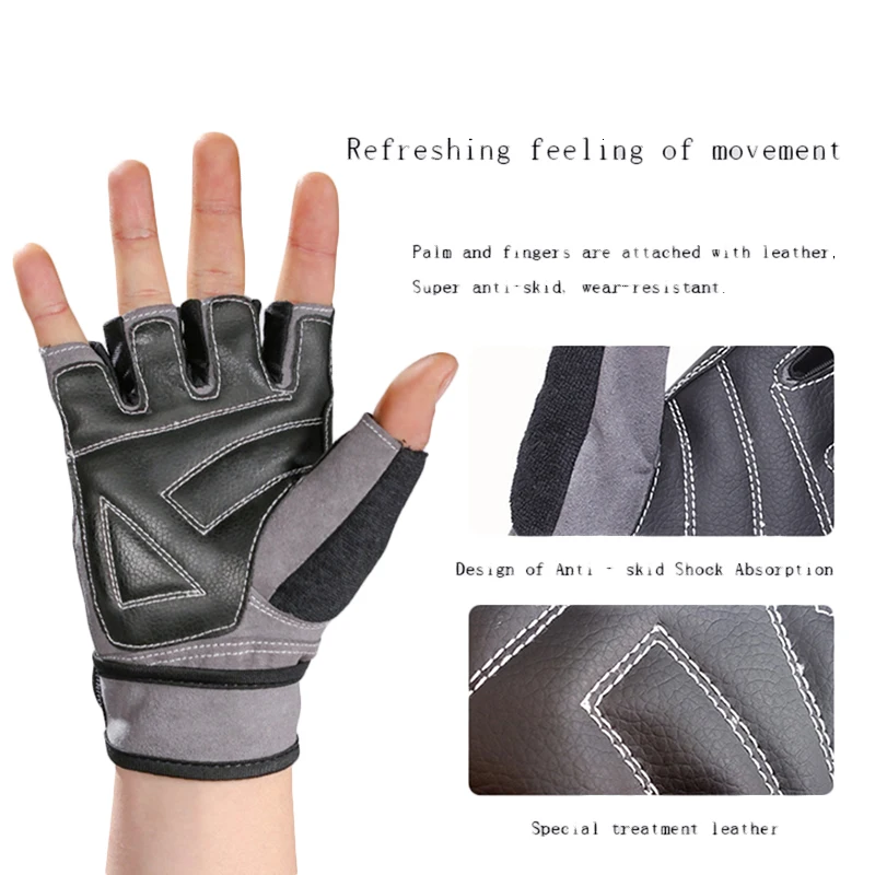 New Half Finger Sports Gloves Gym Dumbbell Weightlifting Fitness Gloves Exercise Palm Leather Luvas Guantes G112