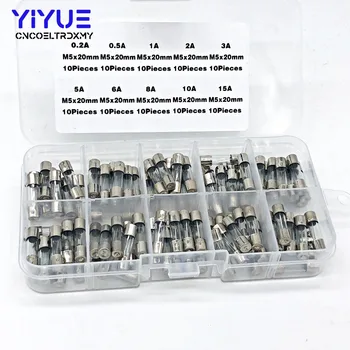 

100Pcs Set 5x20mm Electrical Assorted Fuse Amp Fast-blow Glass Fuse Mix Set With Box 0.2A 0.5A 1A 2A 3A 5A 6A 8A 10A 15A