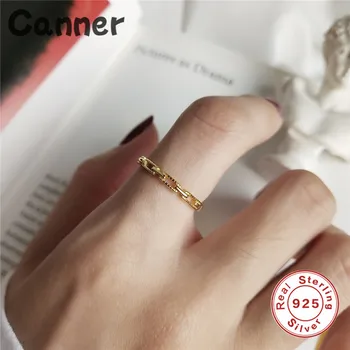 

Canner 925 Sterling Silver Gold Color Open Rings For Women Fashion Simple Square Buckle Rings Party Jewelry Accessories