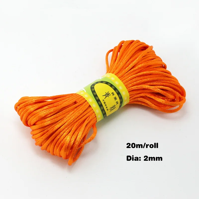 Новое поступление размер отверстия 2 мм 20 м/лот 29 цветов на выбор китайский узел шнур для рукоделия изготовление аксессуаров - Цвет: orange red