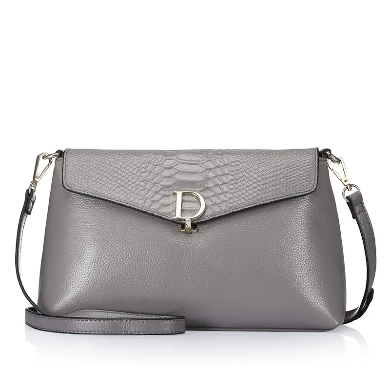 QIANGSHILI Brand Fashion Split Leather Letter Small Chain Clutch Flap Crossbody Luxury Handbags Women Bags Designer