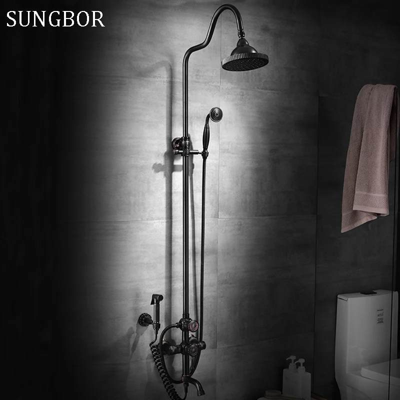 luxury Crown black shower set Orb luxury bathtub mixer set bathroom shower mixer blackend Bath Shower Faucet set HS-5584H luxury Crown black shower set Orb luxury bathtub mixer set bathroom shower mixer blackend Bath Shower Faucet set HS-5584H