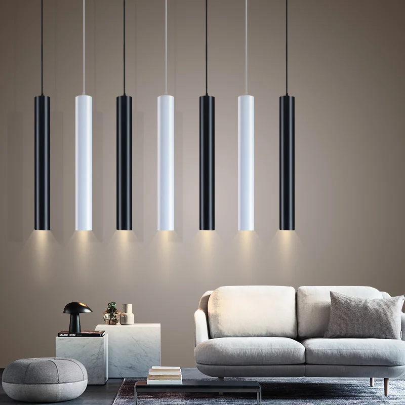  LED Modern Pendant Lights Long tube Black Pendant Lamp Island Bar Counte Shop Room Kitchen light fi - 32874454901