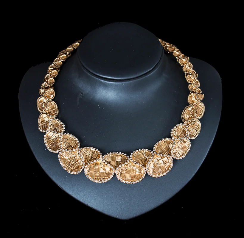 Африканский комплект ювелирных изделий свадебное модное ожерелье серьги кольцо браслет ювелирные изделия Кристалл Подарки для женщин набор украшений для подружек невесты