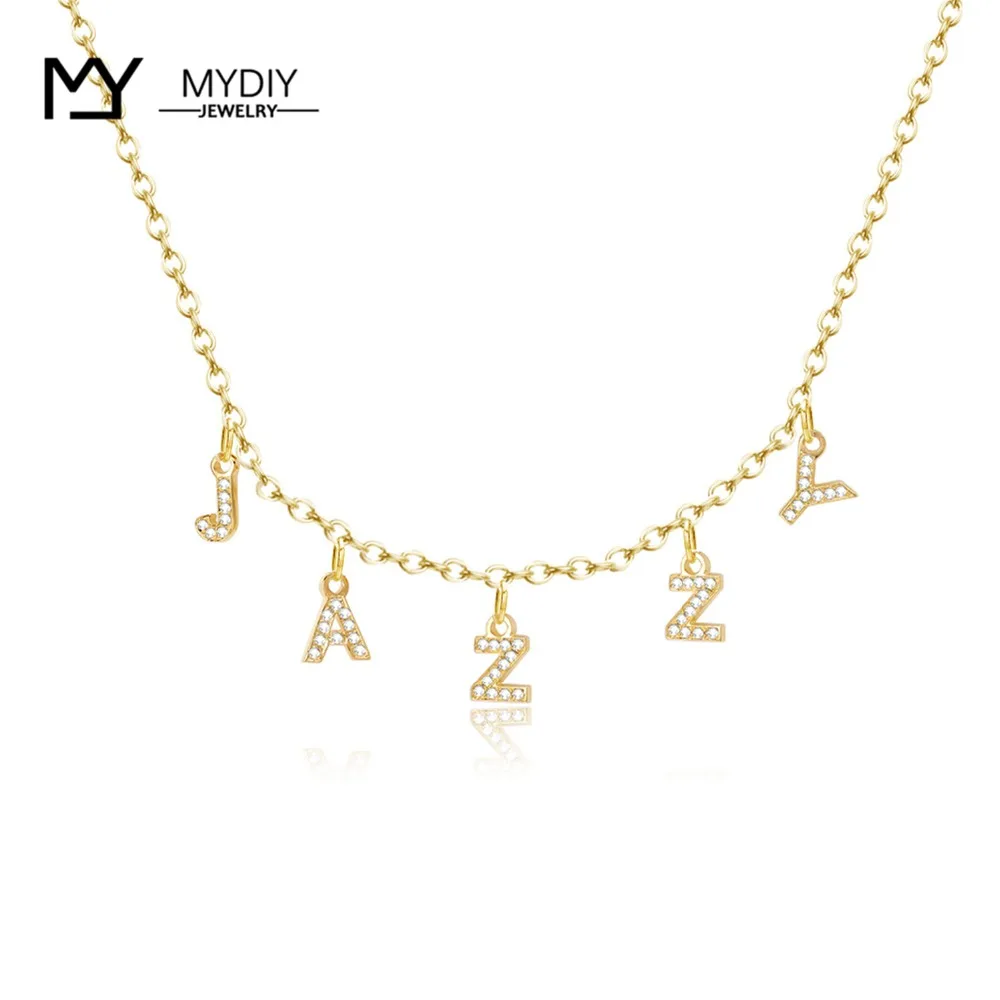 

English Crystal Choker Necklace for Women Stone Chain Zirconia Necklaces Women Personalized Necklace with Names Initial Letters