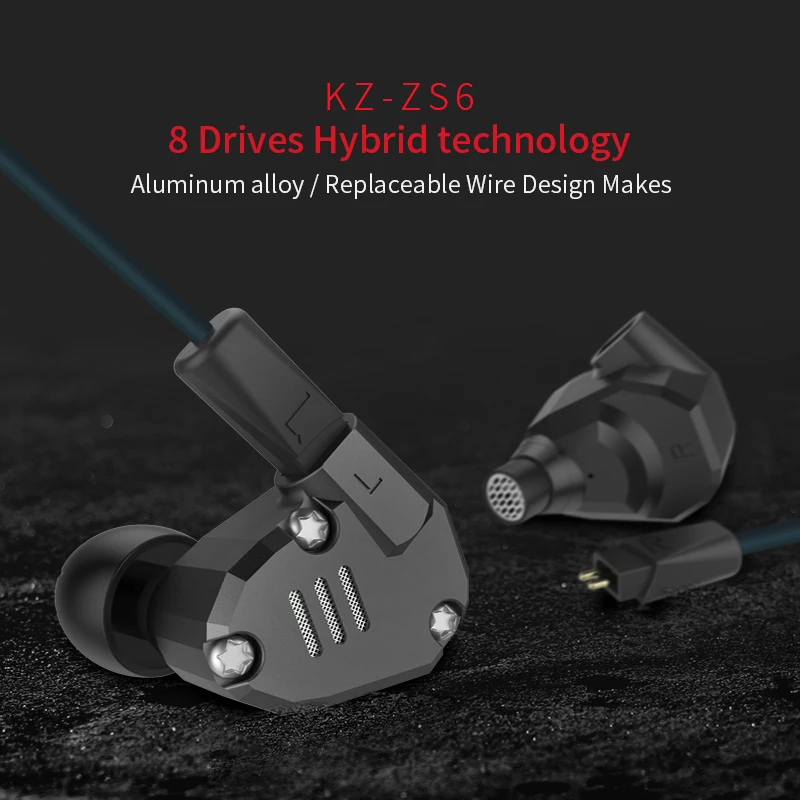 KZ ZS6 2DD+ 2BA Гибридный в ухо наушники Hi-Fi монитор DJ наушники для бега Earplug гарнитура вкладыши KZ ZS6 ZS10 ZS5 AS10 ES4