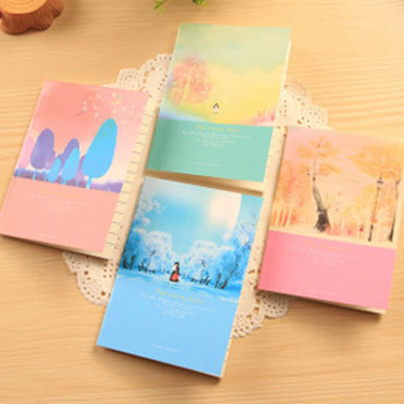

4pcs/lot 12*8.5cm Creative Stationery Little Cute Cartoon Fresh Portable Notepad Diary Small Notebook Notepad