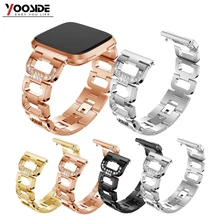 YOOSIDE D дизайн Блестящий Кристалл горный хрусталь Нержавеющая сталь ремешок для часов для Fitbit Versa браслет на запястье