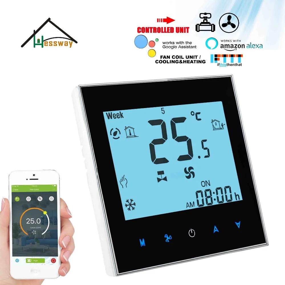 3 скоростной вентилятор Катушка HESSWAY 2P с Wi Fi комнатный термостат 24 В 95 240