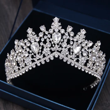 

Gorgeous Wedding Tiara for Bride Hair Accessories Crystal Rhinestone Princess Crown Pageant Bridal Birthday Big Crowns Headbands
