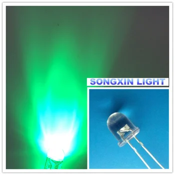 

100pcs Ultra Bright 8mm LED Transparent Round GREEN F8 8 mm Light Emitting Diode LED Diode 515-525NM