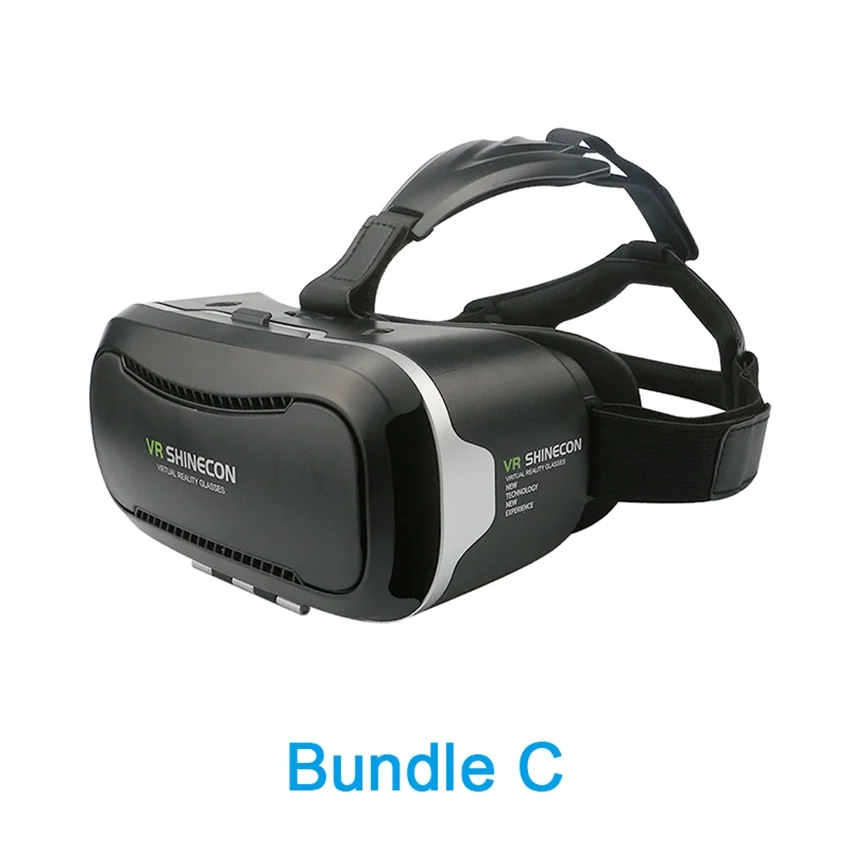 VR SHINECON 4,0 Очки виртуальной реальности 3D очки VR BOX 2,0 google картон с гарнитурой для 4,5-6,0 дюймового смартфона - Цвет: Bundle C
