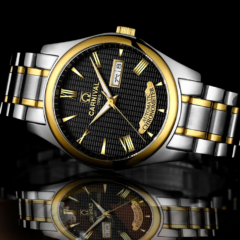 كرنفال الأعمال التلقائية ووتش الرجال الفولاذ المقاوم للصدأ ساعات آلية مضيئة الأيدي رجل ساعة للماء Xfcs كول الساعاتي كرنفال الأعمال التلقائية ووتش الرجال الفولاذ المقاوم للصدأ ساعات آلية مضيئة الأيدي رجل ساعة للماء Xfcs كول الساعاتي