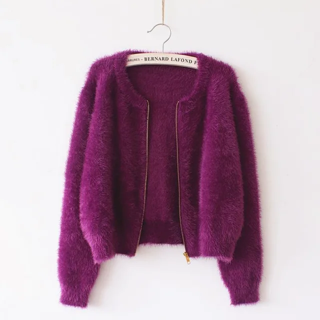 purple mohair cardigan