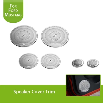 

6PCS Car Decoration Door Big & Small Speaker Cover Trim A Pillar Speaker Stereo Trim Cover Stickers For 2015-2018 Ford Mustang