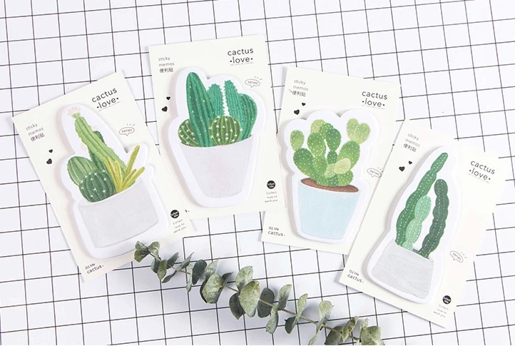 Cactus love sticky note memo pad(1pack) | Канцтовары для офиса и дома