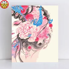 Картины нарисованные красками по номерам на холсте с рамкой нумерации краски по номерам наборы акриловых пионов китайской древней драмы