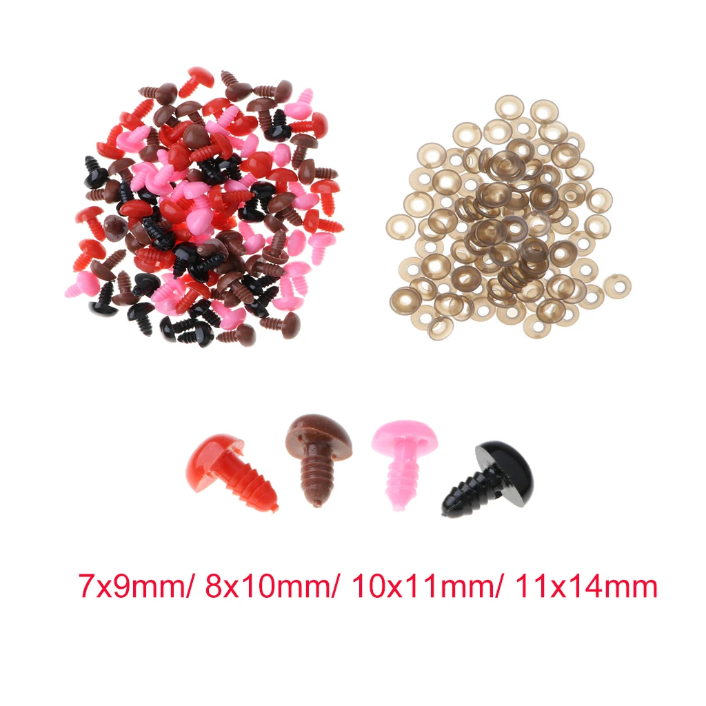 100-piece Mix Colored Plastic Screw Safety Nose for Bear Doll Stuffed Toy Animal Doll Amateur DIY Doll Manufacture Craft