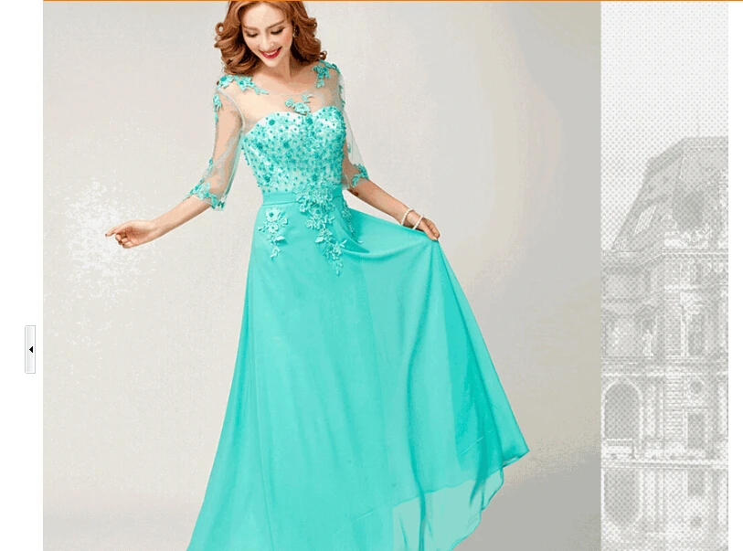 Синее длинное вечернее платье с круглым вырезом Vestido de festa longo Robe de Soiree Abendkleider MW1335