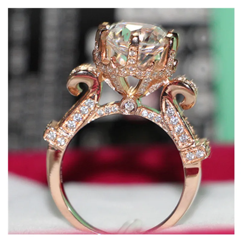 Amazing Jewelry Ring 4CT Rose Gold Color Hearts and Arrows S925 Silver