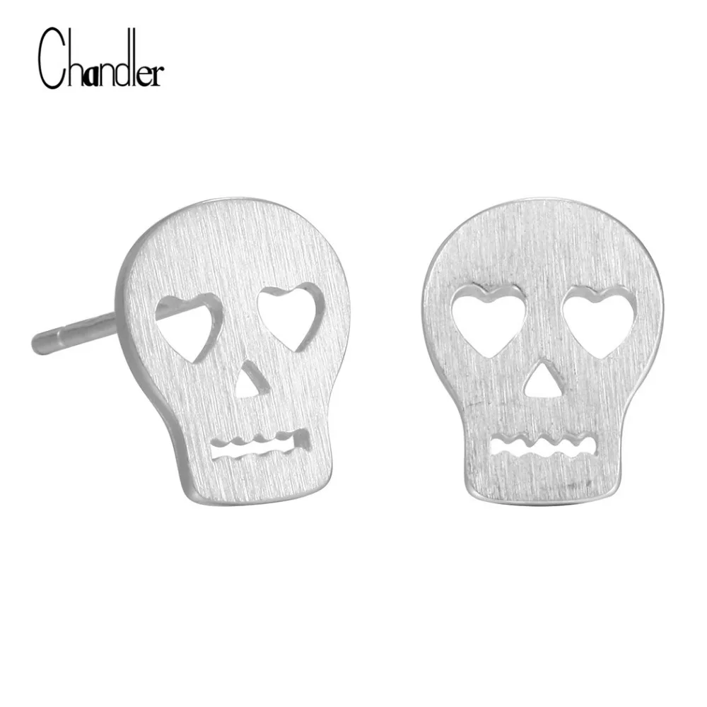 

Chandler Punk Skull Skeleton Stud Earring Brushed Plain Love Rock Boho Skull Jewelry For Women Cool Love Gift Drop Shipping